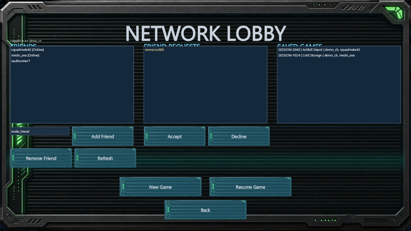Contract Hunters screenshot: Shared Network Lobby