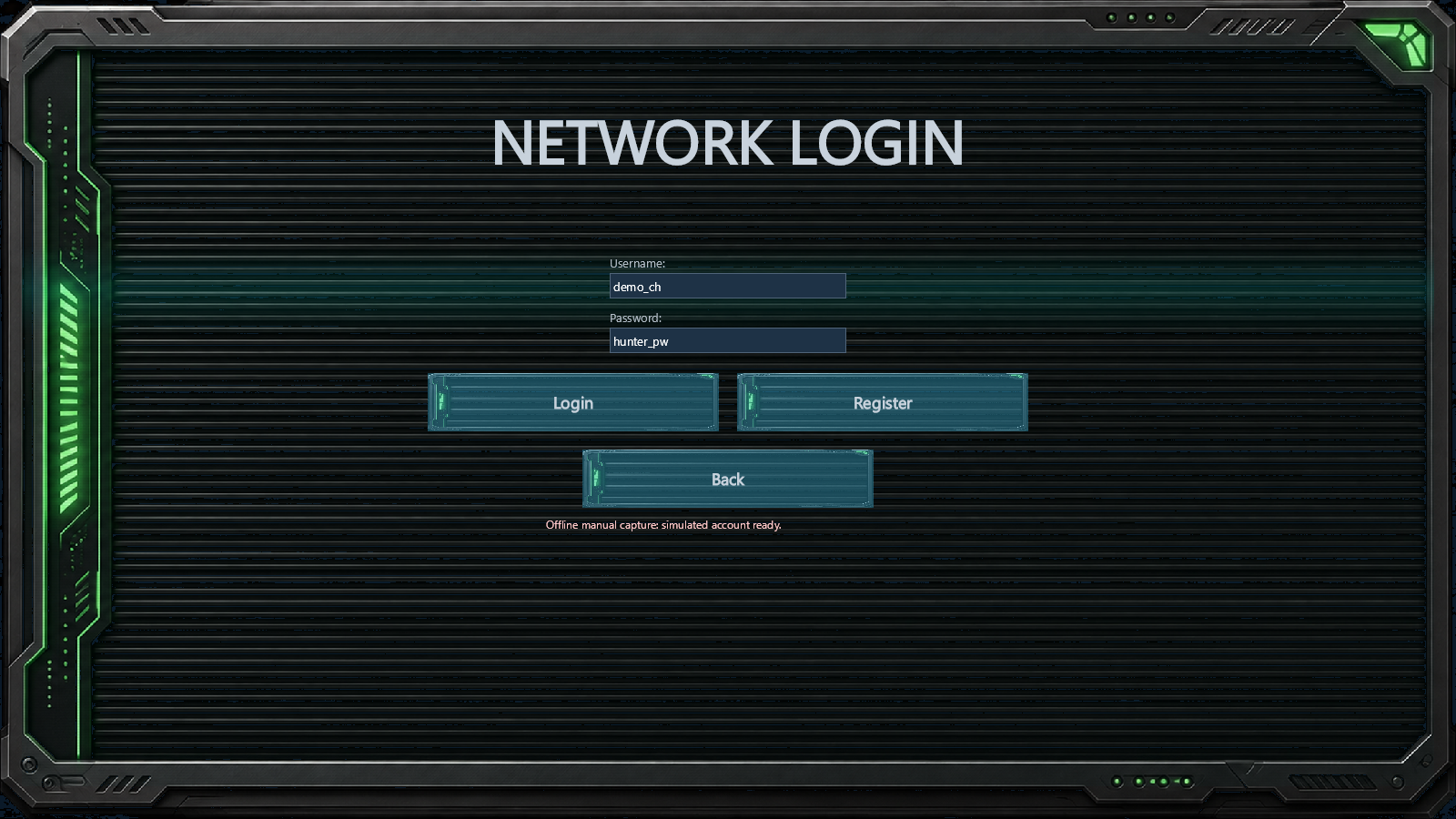 Contract Hunters screenshot: Shared Network Login