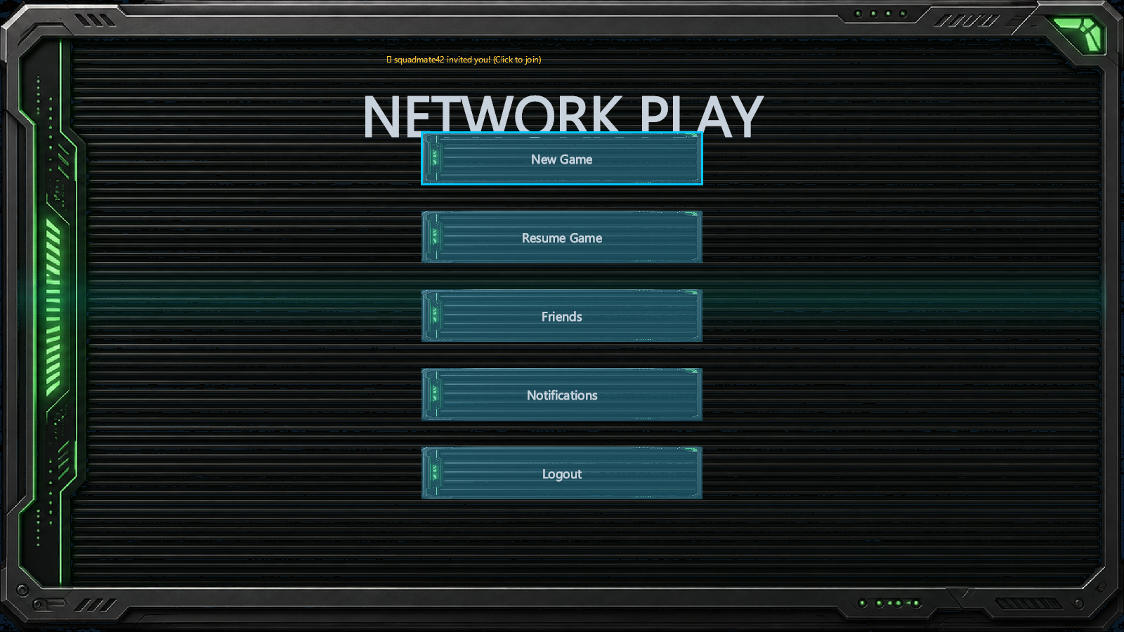 Contract Hunters screenshot: Shared Network Menu